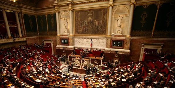 Hmicycle de l'Assemble nationale au palais Bourbon, Paris.